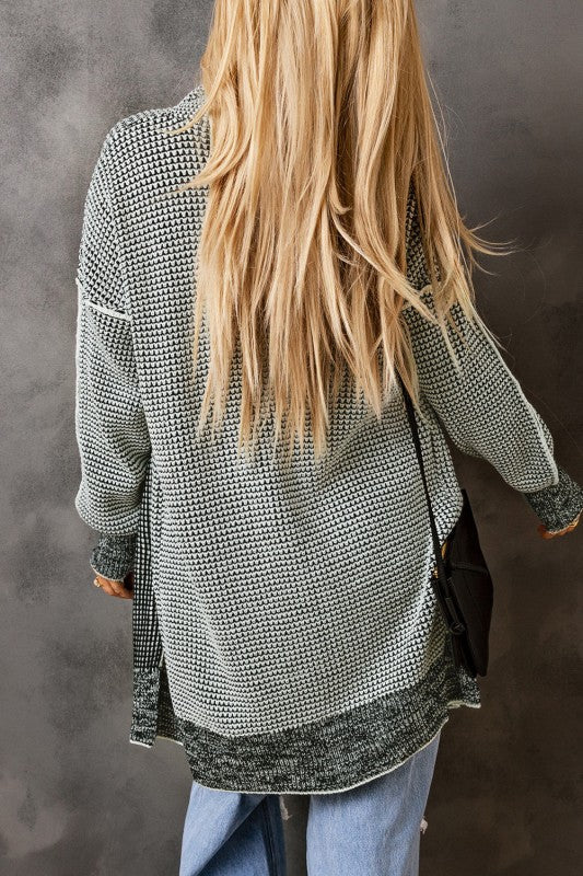 Gray Plaid Knitted Long Open Front Cardigan Shop Style & More | Fresh Looks, Everyday Deals & Free Shipping
