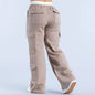 Women's Loose-Fit Casual Pants with Pockets – Solid Color Two-Tone Label FitiqueFit