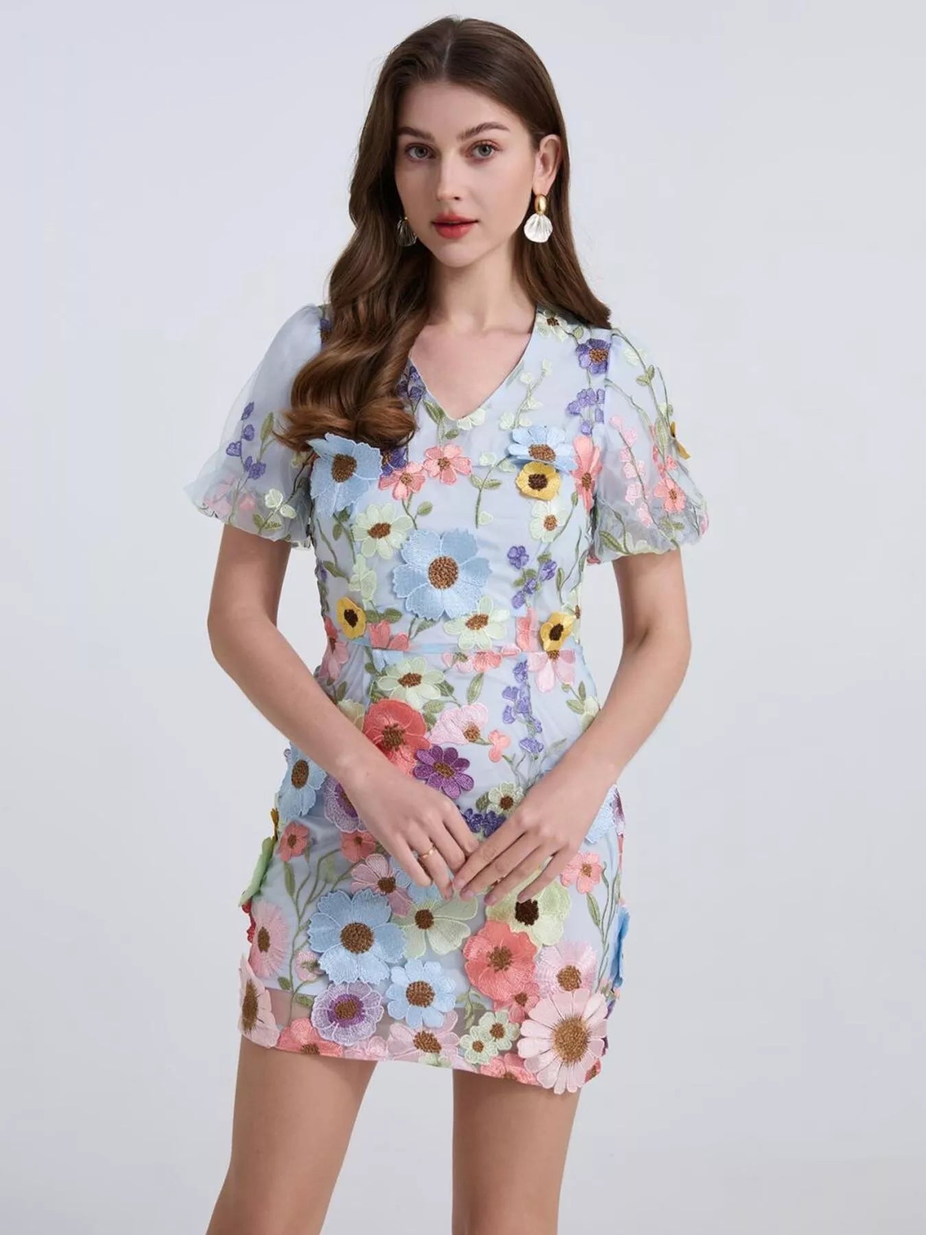 Floral Puff Sleeve Mini Dress New Era Fashion LLc