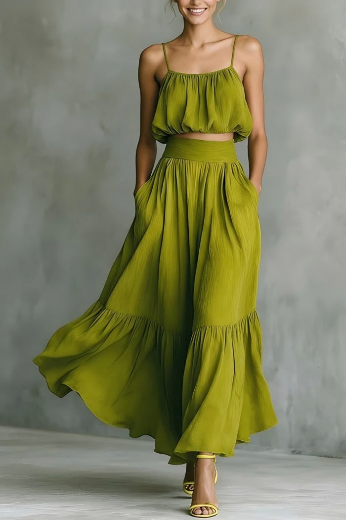Women’s Two-Piece Flared Skirt Set – High-Waist Elegant Outfit FitiqueFit