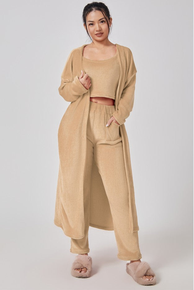 Cozy Pajama Set, 3 Piece Lounge Set, Cute Loungewear, Warm Suit Sets, Matching Set, Lounge Set, 3 Piece Pant Sets, Women Winter Dress Grayceful LLC