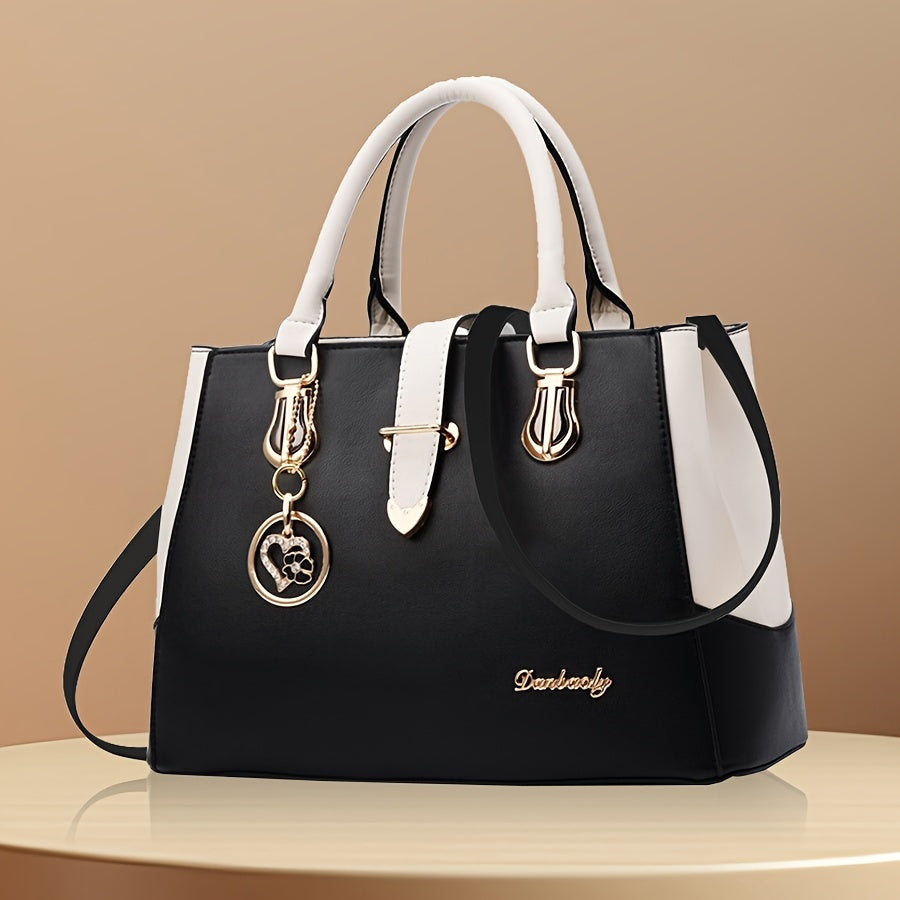 Fashionable Womens Letter Detail Shoulder Bag - Comfortable Double Handle, Spacious Purse for Work & Daily Use - Timeless Elegant Style NovaCart