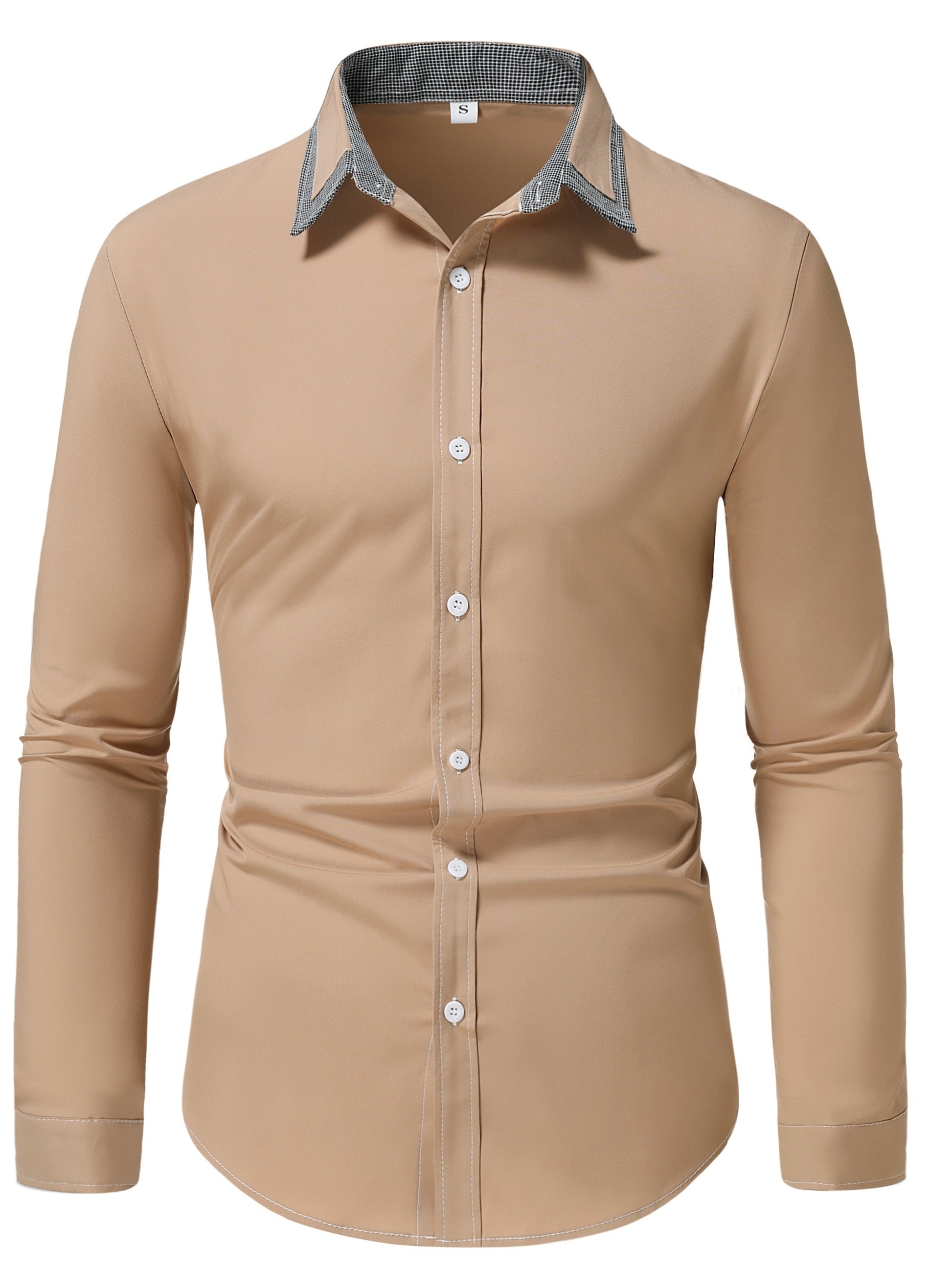 Men'S Color-Blocked Checkered Casual Long-Sleeve Shirt NovaCart