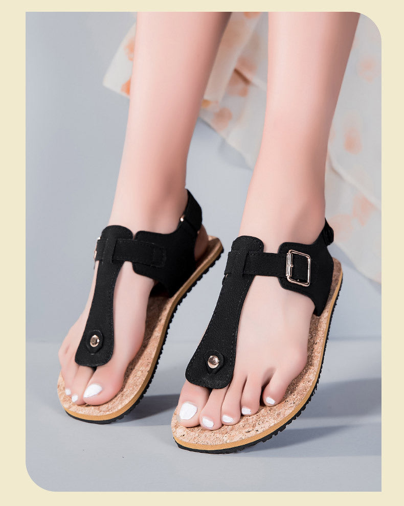 Cowhide Buckle Strap Sandals – Sheepskin Lined Non-Slip FitiqueFit