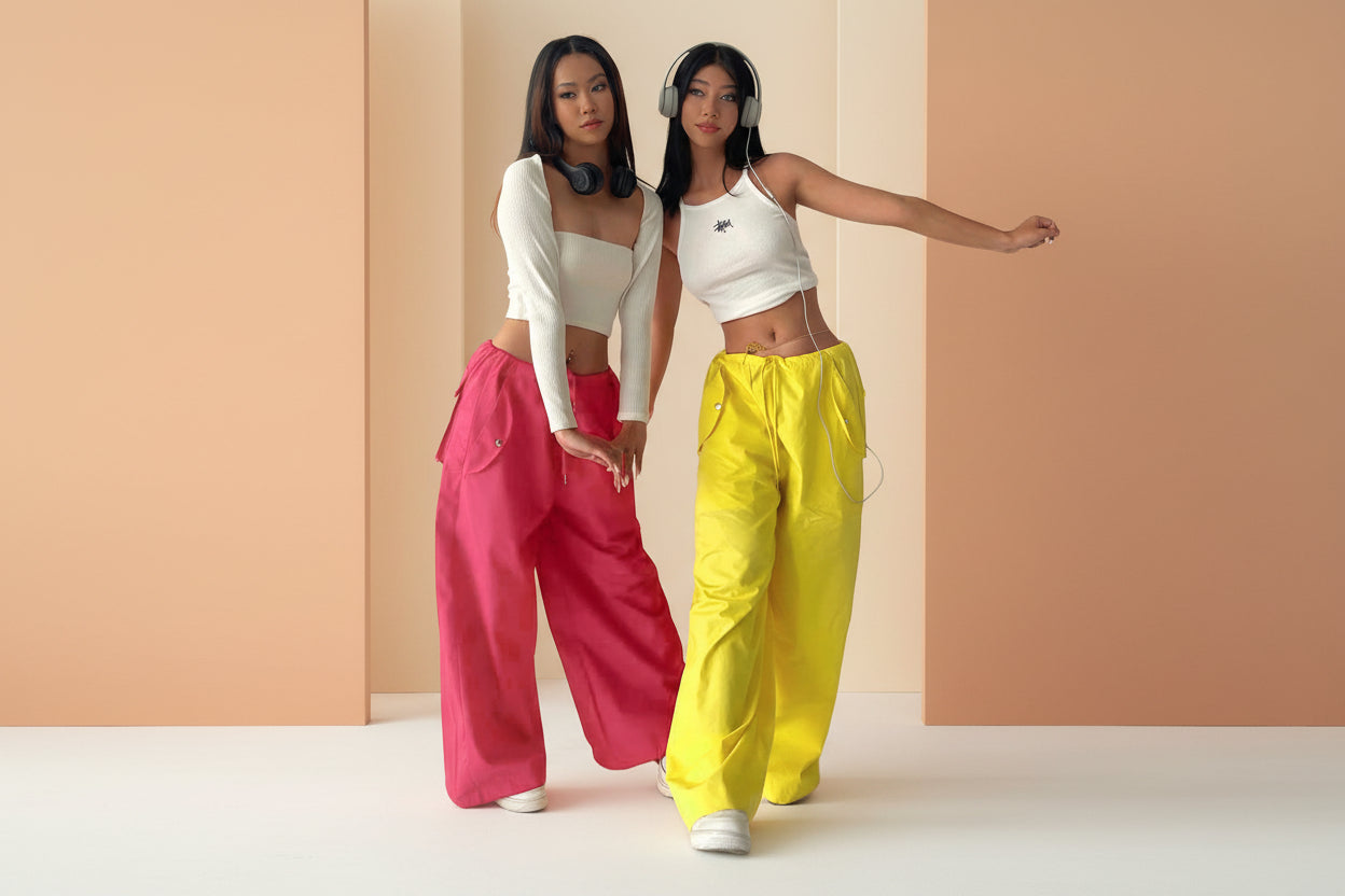 Women's High-Waist Lace-Up Straight-Leg Cargo Pants – Loose Fit FitiqueFit