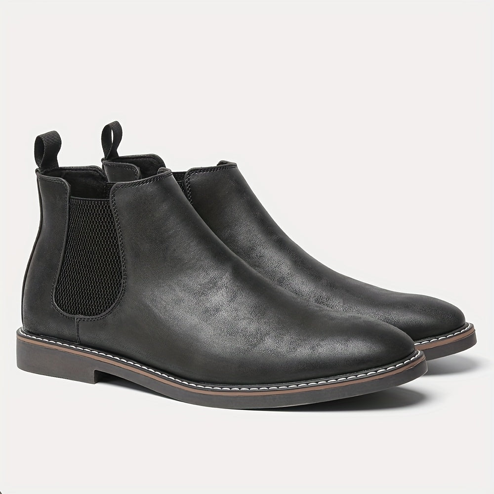 Men'S Chelsea Ankle Boots - Size 40-46, Brown Faux Cover with Black Elastic Band, Pointed Toe, TPR Sole, Ideal for Casual Wear and Vacation NovaCart
