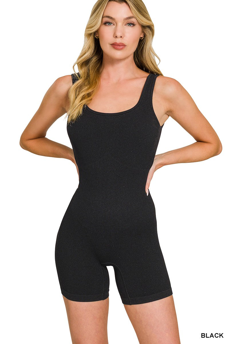 Zenana Ribbed Seamless Body-contouring Fit Romper New Era Fashion LLc