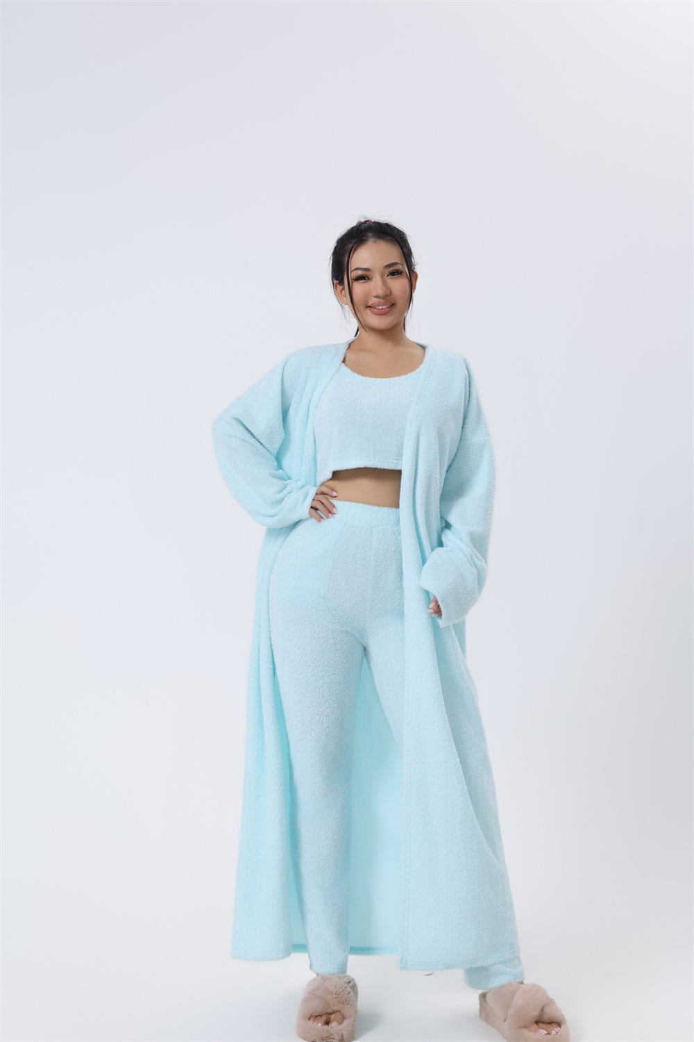Cozy Pajama Set, 3 Piece Lounge Set, Cute Loungewear, Warm Suit Sets, Matching Set, Lounge Set, 3 Piece Pant Sets, Women Winter Dress Grayceful LLC