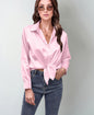 Women’s Satin Lapel Button-Down Blouse FitiqueFit