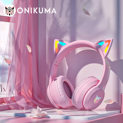[Cat Ear Design] ONIKUMA Cute Gaming Headset | Bluetooth, Noise Cancelling, High-Quality Sound, Cat Ears NovaCart
