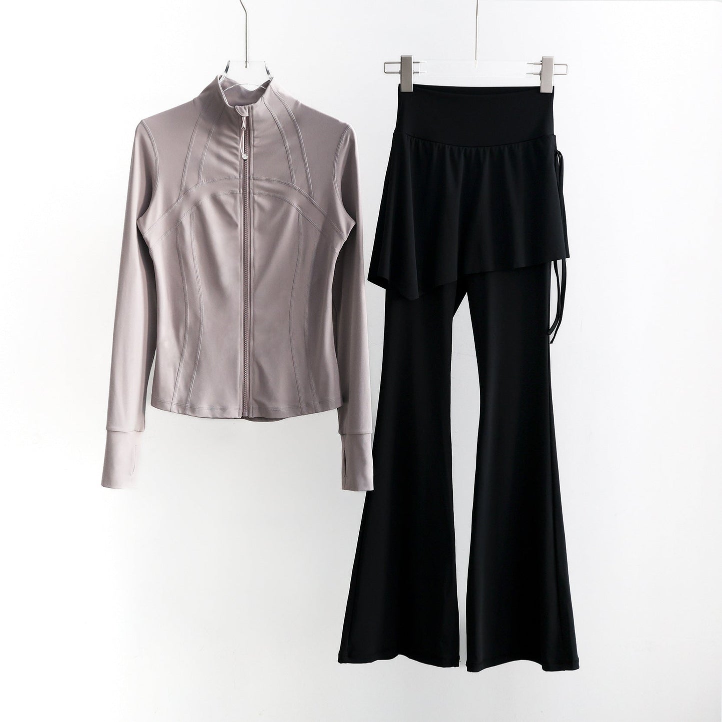 Women’s Long Sleeve Running Set – Zip-Up Slim Fit Gym Outfit FitiqueFit