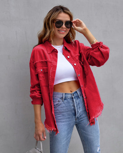 Fashion Ripped Shirt Jacket Female FitiqueFit