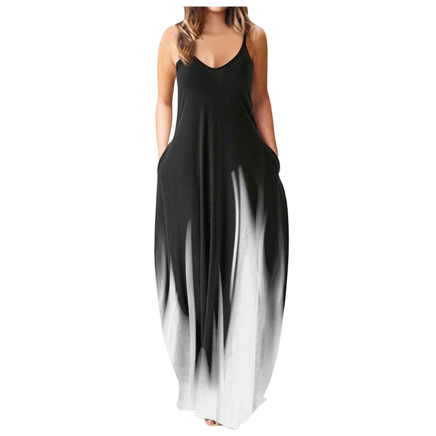 Casual Print Plus Size Sling Long Dress Grayceful LLC