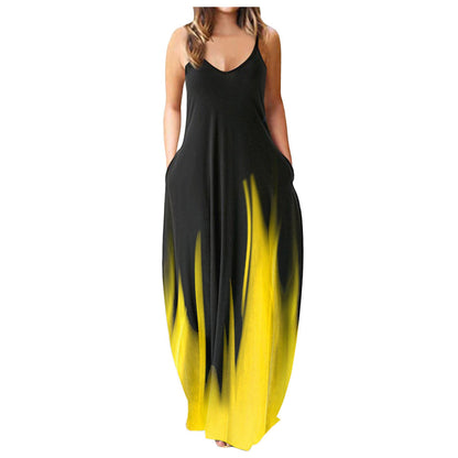 Casual Print Plus Size Sling Long Dress Grayceful LLC