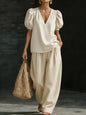 Women’s V-Neck Casual Two Piece Set FitiqueFit