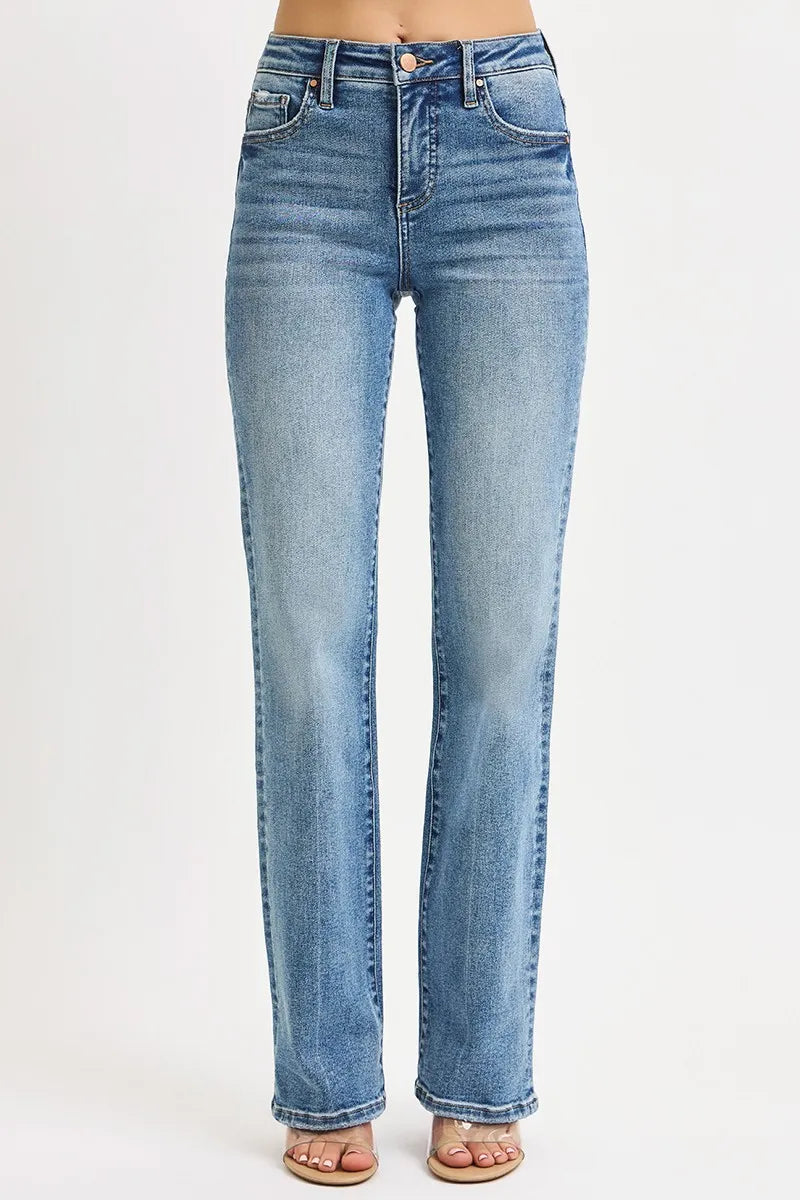 RISEN Full Size Tummy Control High Rise Straight Jeans Plus Size West2East Surf