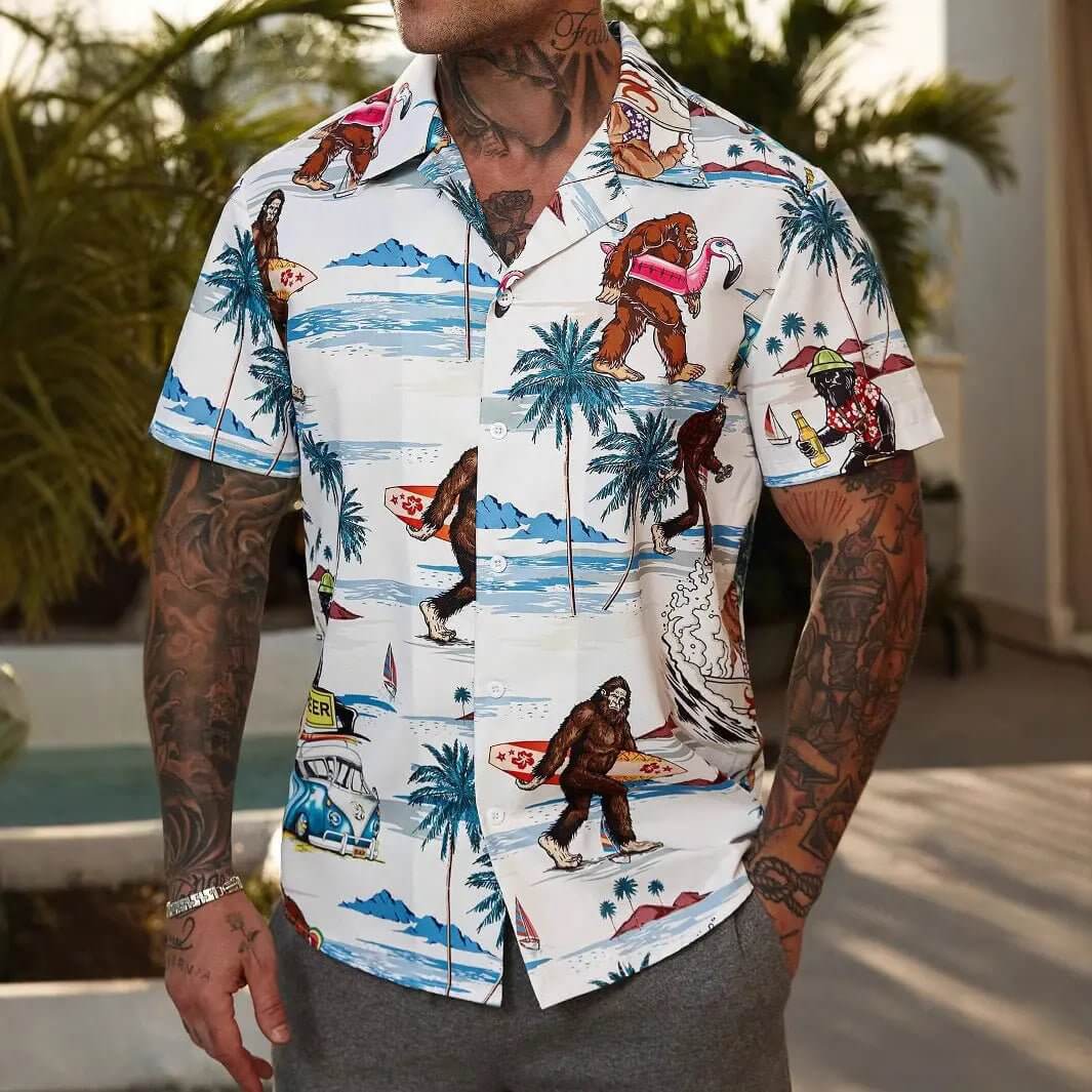 Men's Floral Print Casual Shirt with Unique Design SnagBag