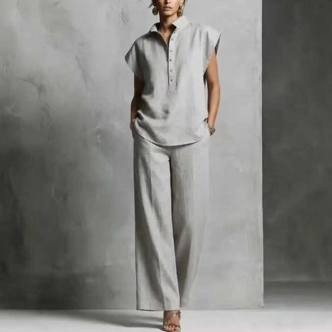Women's Casual Sleeveless Top & Full-Length Pants Two-Piece Set FitiqueFit