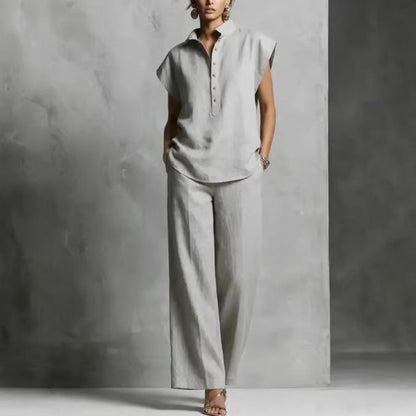 Women's Casual Sleeveless Top & Full-Length Pants Two-Piece Set FitiqueFit