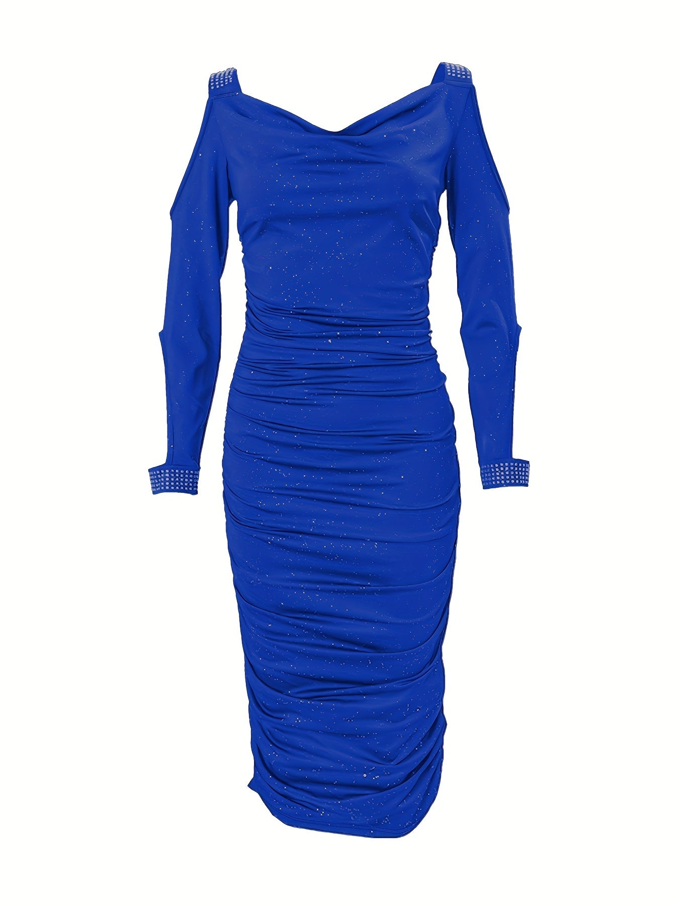 Hot-fix Rhinestone Embellished Swing Neckline Bodycon Dress NovaCart