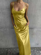 Textured Mirror-Finish U-Neck Slip Maxi Dress with Pockets FitiqueFit