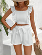 Women's Lace-Up Square-Neck Backless Tank Top & Shorts Set – 2-Piece FitiqueFit