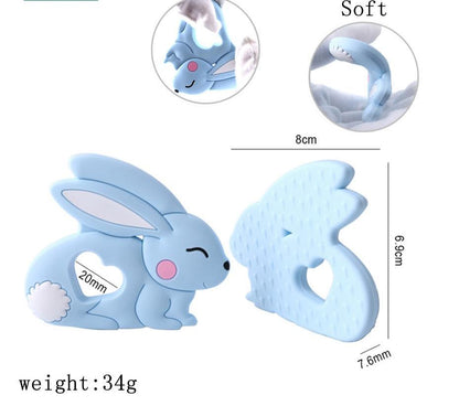 Baby Teether Silicone Rabbit Food Grade Bunny Teether Nursing Teething  Accessories Silicone Animal Teether For Kids and Baby Stevvex