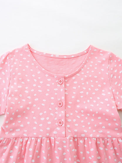 Children's Dinosaur Polka Dot Short Sleeve Dress New Era Fashion LLc
