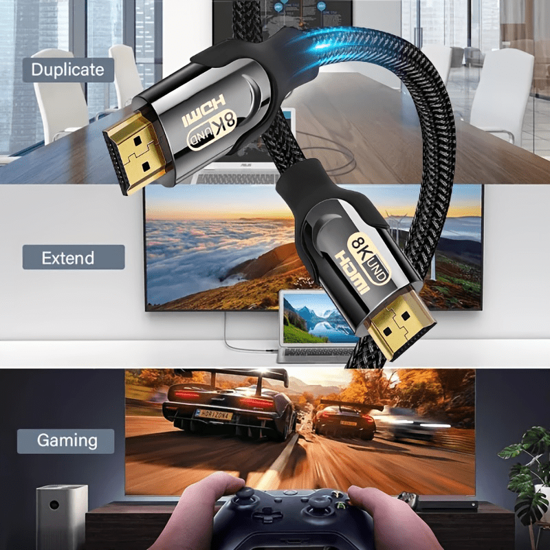 8K Ultra High Speed HDTV 2.1 Cable | Supports 8K 60Hz, 4K 120Hz, Flat Category 6a Ethernet, Male to Male Connector - I-ZCLIVE NovaCart