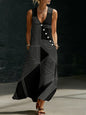 Women’s V-Neck Cross-Over Shirt and Wide-Leg Pants Set FitiqueFit
