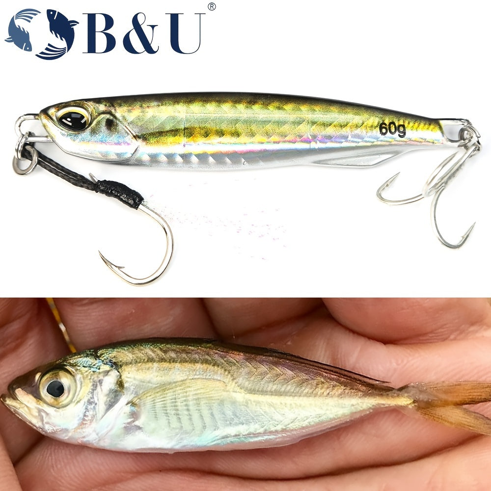 B&U Metal Cast Jig - 3D Printed Spoon Casting Jigging for Saltwater Fishing - 30G/40G/60G Artificial Bait Tackle with Enhanced Durability and Realistic Design NovaCart