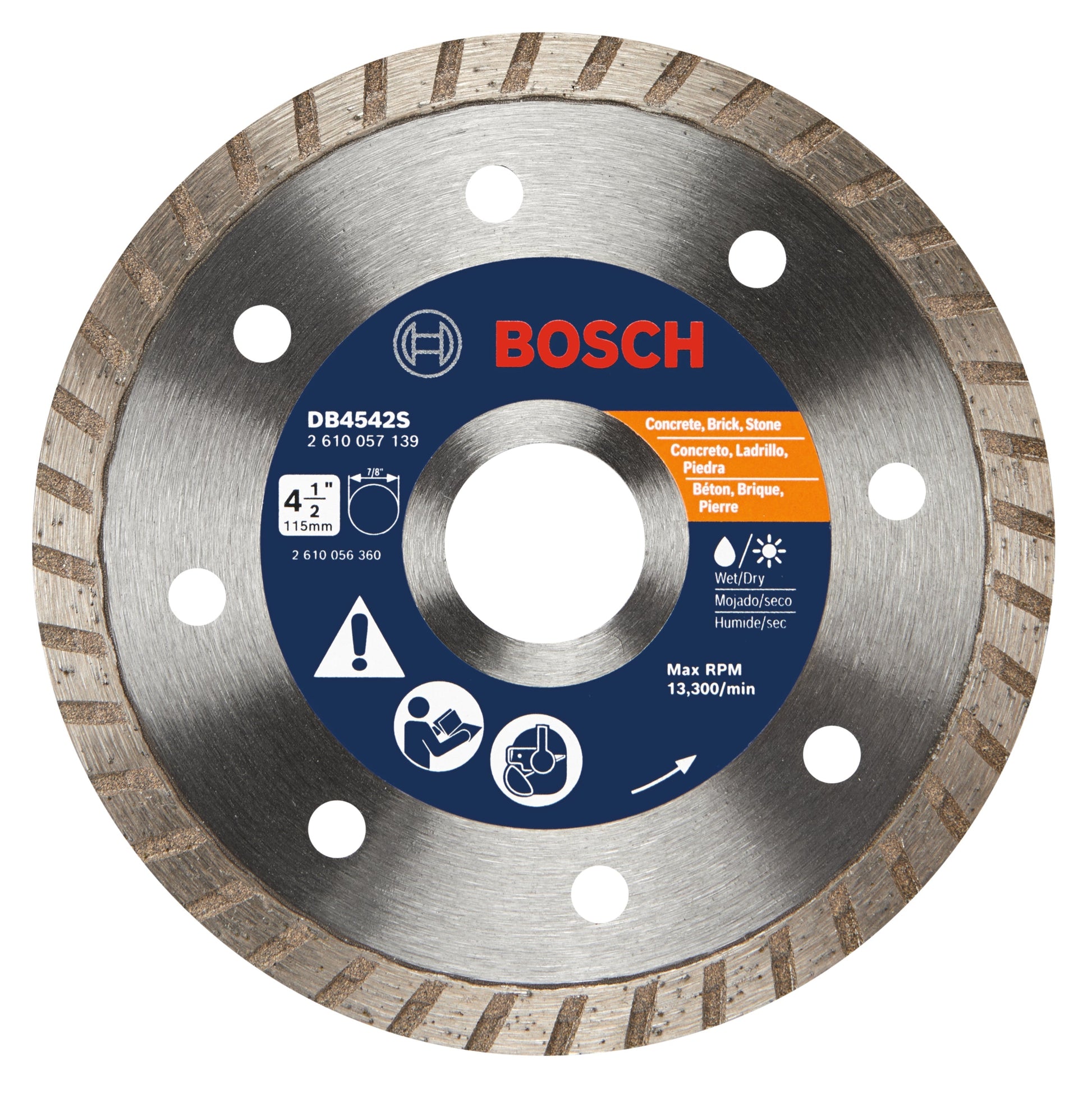 BOSCH DB4542S 4-1/2 In. Standard Turbo Rim Diamond Blade for Smooth Cuts VM Hardware