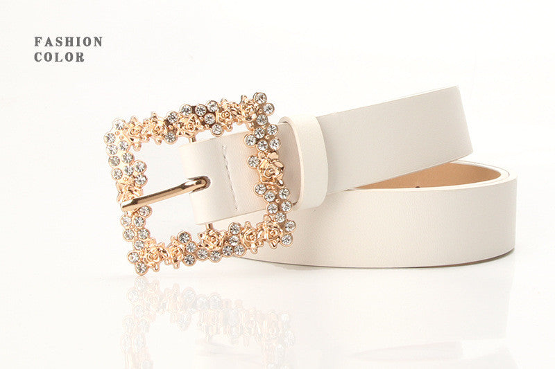 2023 Women'S Fashion Accessory, Elegant Alloy Rhinestone Pin Buckle Belt, Versatile Dress Decorative Accessory, Casual & Sporty Style, Hand Washable - Ideal for Weekend and Festive Occasions, Weekend Casual Wear|Elegant Acces NovaCart