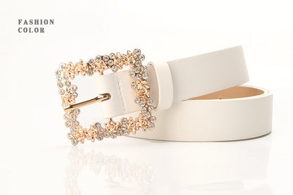 2023 Women'S Fashion Accessory, Elegant Alloy Rhinestone Pin Buckle Belt, Versatile Dress Decorative Accessory, Casual & Sporty Style, Hand Washable - Ideal for Weekend and Festive Occasions, Weekend Casual Wear|Elegant Acces NovaCart