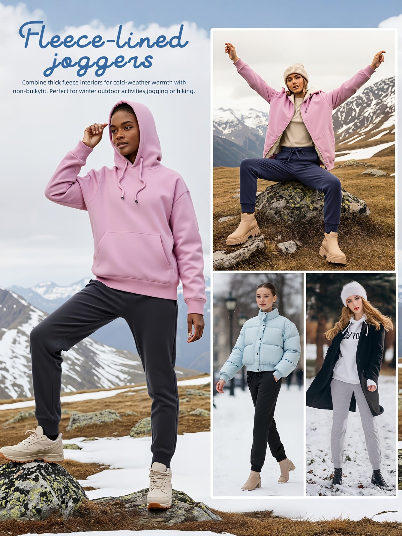 🖤 Women’s Fleece Sweatpants Jogger — Boyfriend Style (Solid Color) FitiqueFit