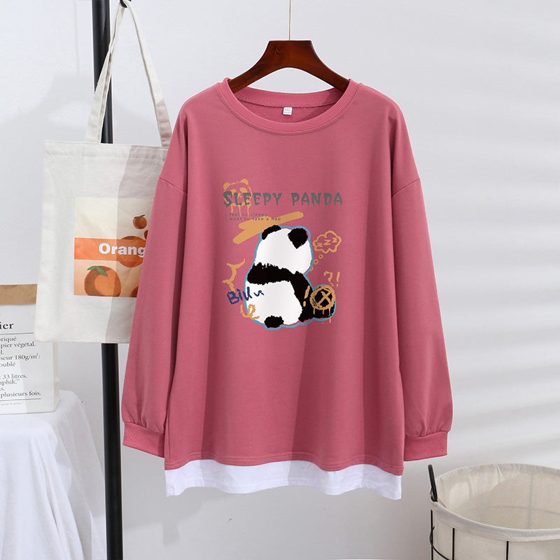 Women's Trendy Sweater Thin Loose Plus Size Fake Two Piece Top See size chart under “more details” The Fashion Celestial