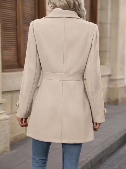 Women’s Elegant Woolen Coat – Medium-Length Lapel Slim Fit Winter Coat FitiqueFit