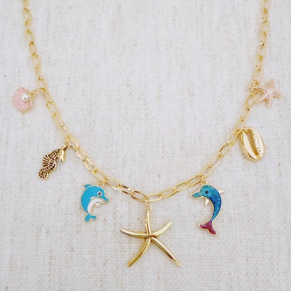 Ocean Play Charm Necklace – Dolphin, Starfish & Sh Shop Style & More | Fresh Looks, Everyday Deals & Free Shipping