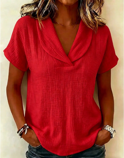 Women's Knitted Short-Sleeve Butterfly Collar Top FitiqueFit
