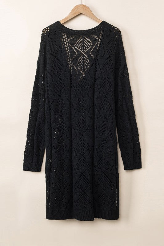 Solid Openwork Knit Button-Up Cardigan Shop Style & More | Fresh Looks, Everyday Deals & Free Shipping