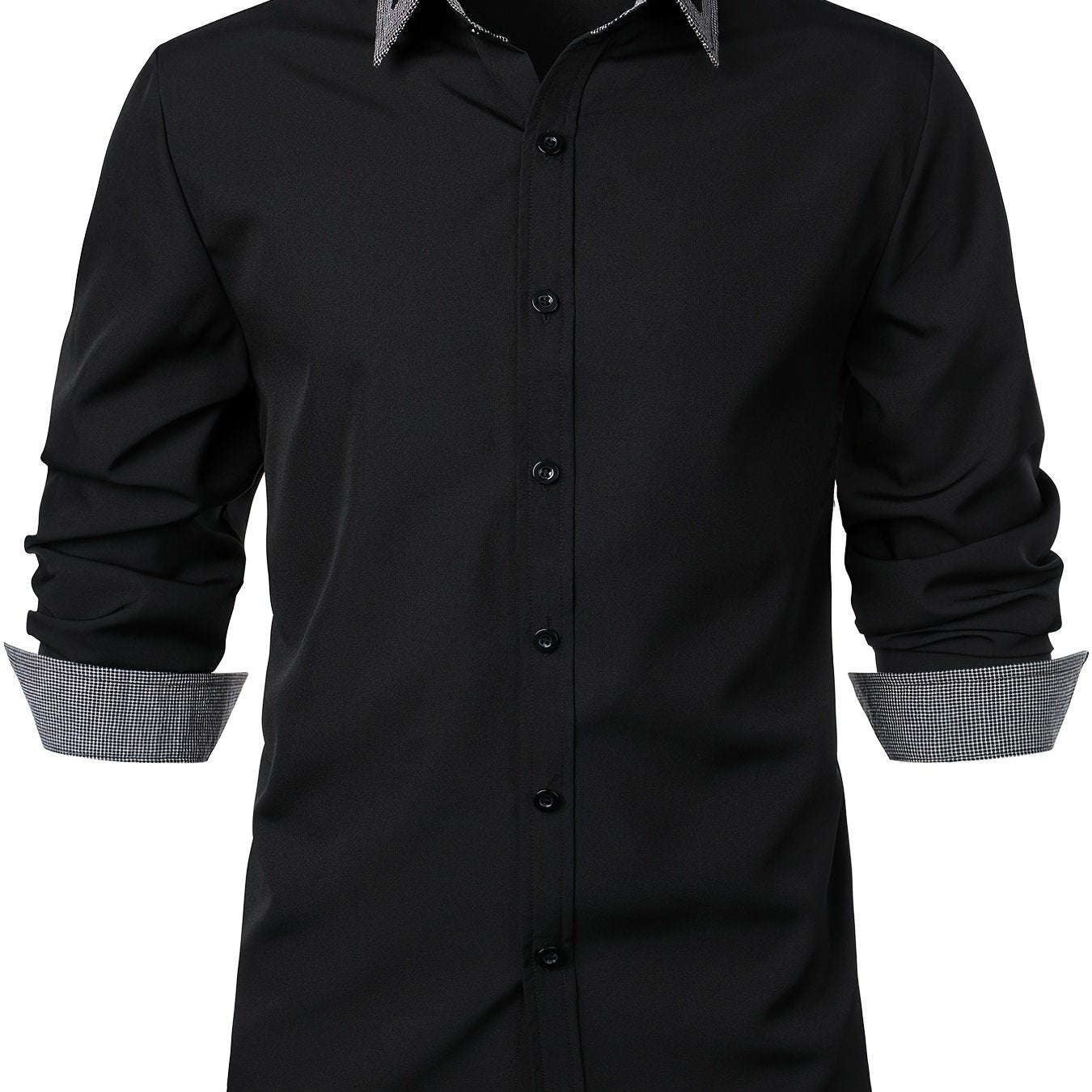 Men'S Color-Blocked Checkered Casual Long-Sleeve Shirt NovaCart