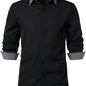Men'S Color-Blocked Checkered Casual Long-Sleeve Shirt NovaCart