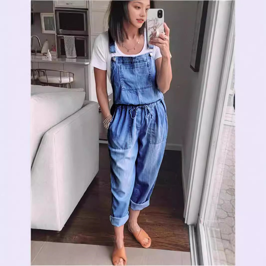 Women's Cotton Sleeveless Wide-Leg Overall Jumpsuit Pants FitiqueFit