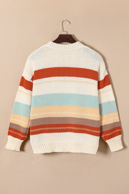 Stripe Colorblock Crewneck Drop Shoulder Sweater Shop Style & More | Fresh Looks, Everyday Deals & Free Shipping