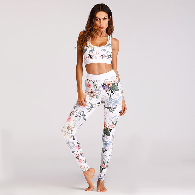 Women's Floral Print Yoga Set - Bra & Leggings Outfit New Era Fashion LLc