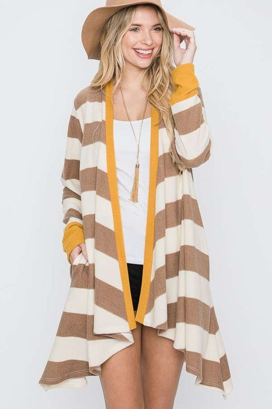 Open Front Striped Draped Cardigan Shop Style & More | Fresh Looks, Everyday Deals & Free Shipping