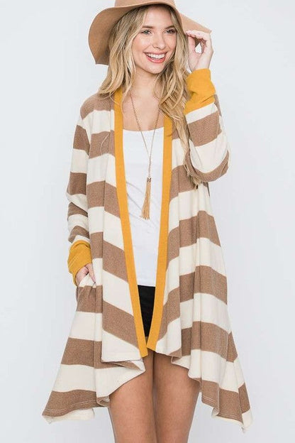 Open Front Striped Draped Cardigan Shop Style & More | Fresh Looks, Everyday Deals & Free Shipping
