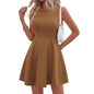 Off-the-Shoulder Sleeveless Fitted Waist Short Dress – A-Line Ruffle Hem FitiqueFit