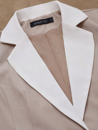 Women’s Contrasting Color Blazer – Elegant Button Formal Jacket FitiqueFit