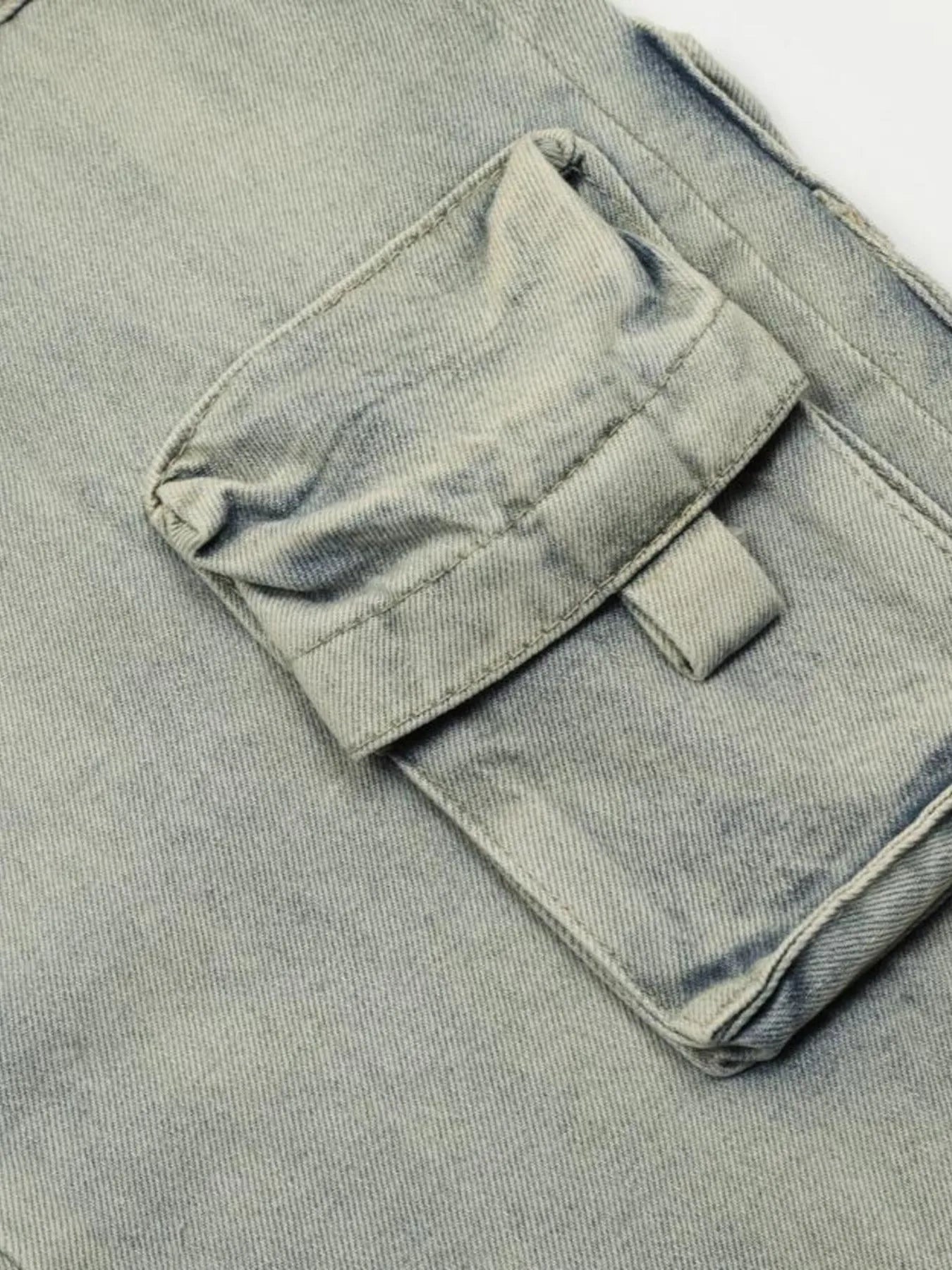 Men's Washed Multi-Pocket Straight Cargo Jeans New Era Fashion LLc